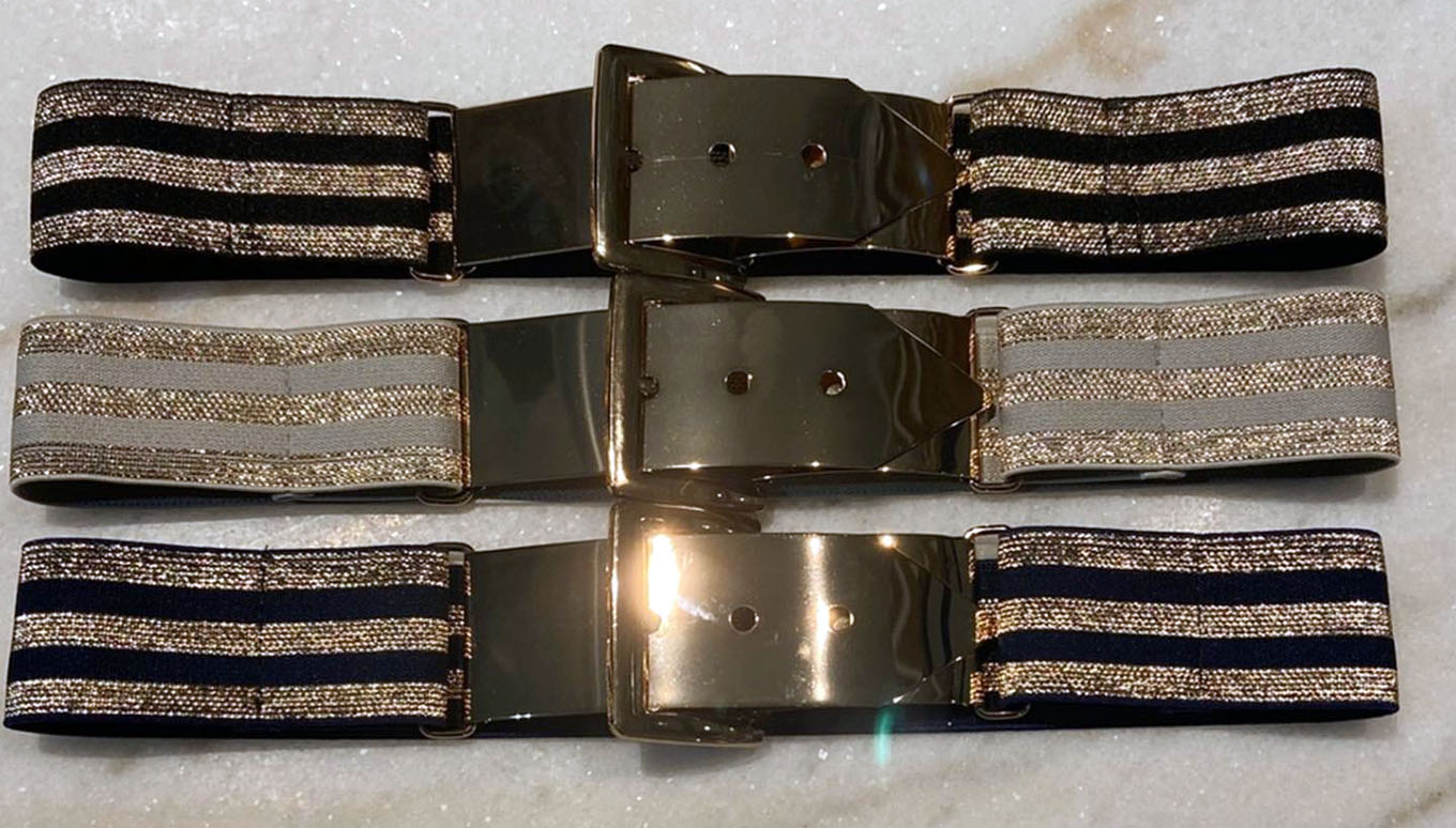 ataque abrelatas Selección conjunta Cinturones elásticos de rayas con hebilla dorada - CATÁLOGO DE TOCADOS Y  ACCESORIOS ANITA RIBBON